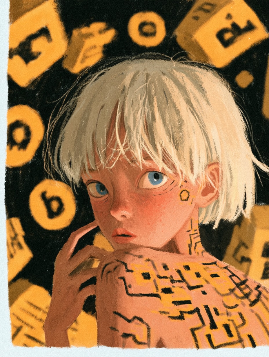 Built with AI 7 Graphic surreal character art with painterly textures.